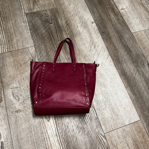 Sorial red pebbled leather shoulder bucket bag tote - Picture 5 of 9
